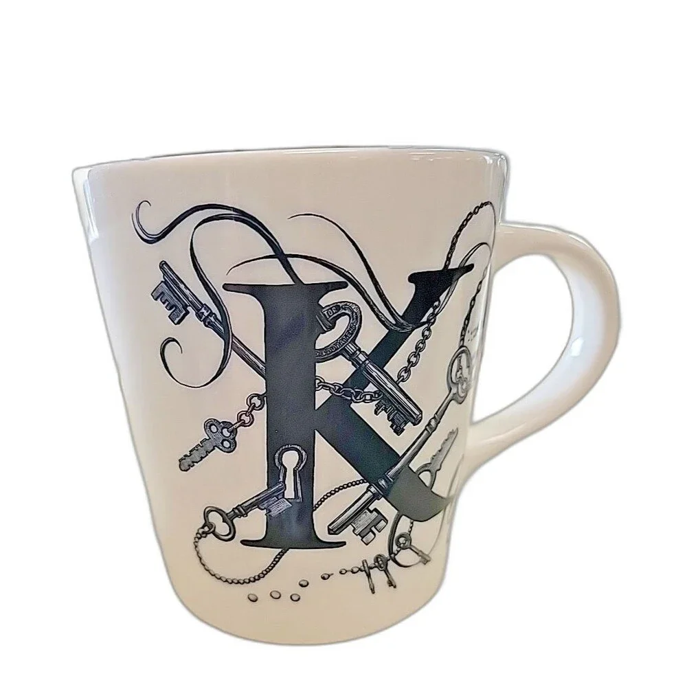Williams Sonoma Rory Dobner Monogram Initial K Keyhole Chaos Coffee Mug Cup